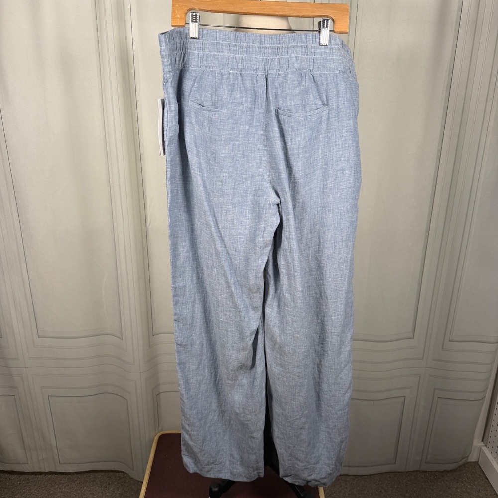 Athleta Cabo Linen Wide Leg Pants Light Blue Chambray Size 16 NWT SP22 - Picture 4 of 16